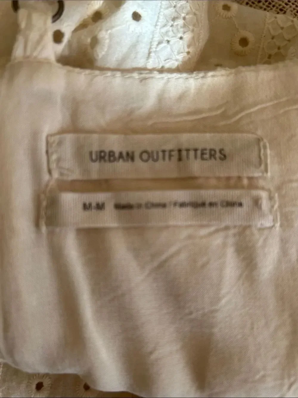 Urban Outfitters Abbey Cream Eyelet Fully Lined Button-Front Midi Dress